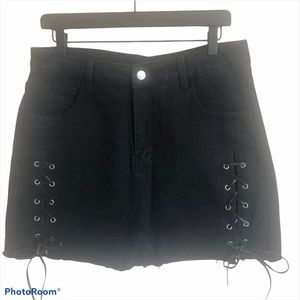 Black denim skirt